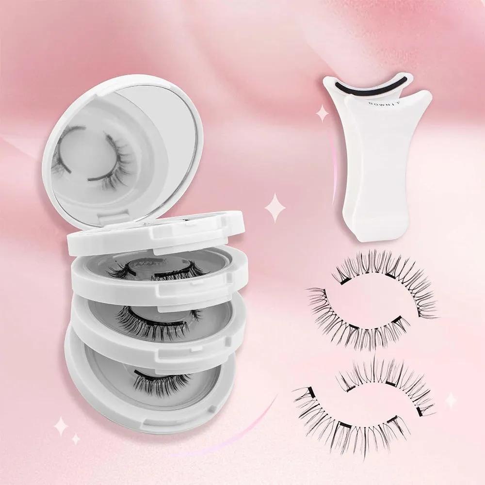 4 Pairs of Reusable False Eyelashes with Tweezers Easy to Wear Eyelashes Kit Style 2