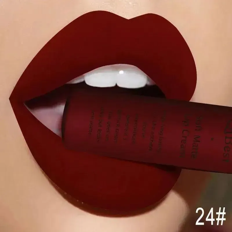 QIBEST Velvet Matte Liquid Lipstick - Waterproof Long-Lasting Lip Gloss